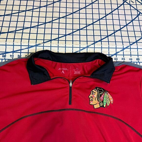 Chicago Blackhawks Quarter Zip Pullover Size XL Lightweight Breathable Red Gray - Picture 5 of 7